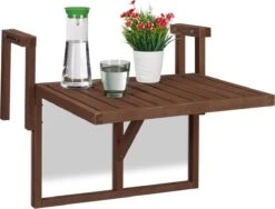 Relaxdays Balkontafel Inklapbaar - Klaptafel Balkon - Tafel Reling - Hangtafel Hout