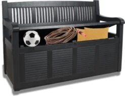 Merkloos Opbergbank Van Kunststof | 130 X 60 Cm | Antraciet -Tuin En Buiten 1200x923