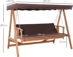 Outsunny Hollywoodschommel Hout Tuinschommel Schommelbank Ligfunctie 3 Personen 84A-185 -Tuin En Buiten 1200x936 3