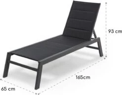 Blumfeldt Renazzo Lounge Ligstoel - Ligbed Voor De Tuin - Aluminium Tuinstoel - 6 Standen - Waterafstotend - Bekleding Van 70 % Pvc En 30 % Polyetheen - Zwart -Tuin En Buiten 1200x940 4