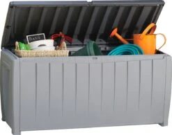 Keter Novel Opbergbox - 340L - 124x55x62.5cm - Grijs -Tuin En Buiten 1200x948