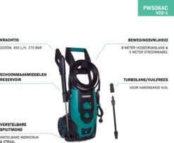 VONROC Hogedrukreiniger V22-1 2200W – 170 Bar – 450 L/h – Incl. 8m Slang, Reinigingsmiddelen Tank, Spuitstukken En Accessoires 10 VONROC Hogedrukreiniger V22-1 2200W – 170 Bar – 450 L/h – Incl. 8m Slang, Reinigingsmiddelen Tank, Spuitstukken En Accessoires -Tuin En Buiten 1200x986 1