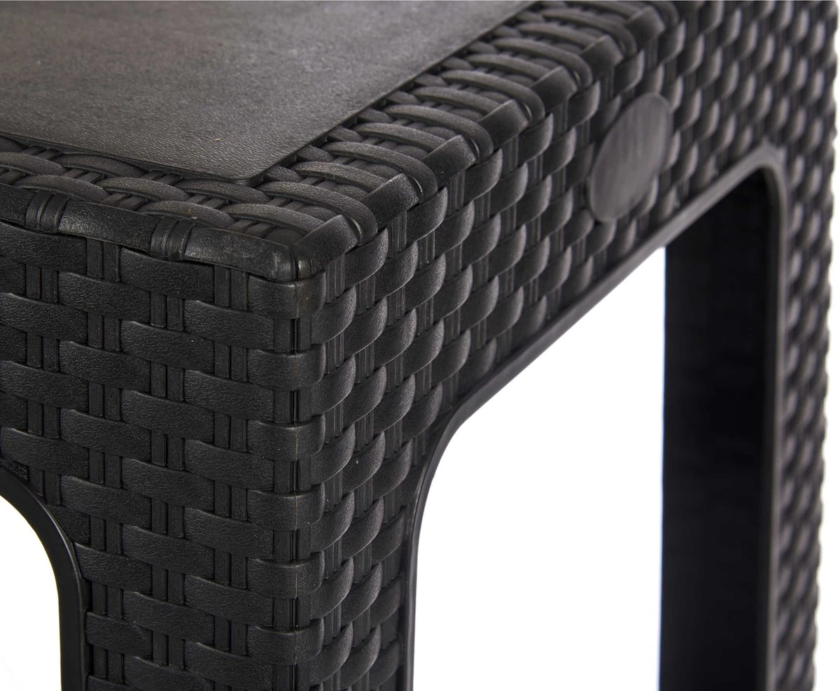 Rotan Bijzettafeltje/plantenverhoger Antraciet Grijs 47 X 47 X 42 Cm Voor Binnen/buiten 3 Rotan Bijzettafeltje/plantenverhoger Antraciet Grijs 47 X 47 X 42 Cm Voor Binnen/buiten - Afbeelding 3