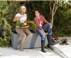 Keter Novel Opbergbox - 340L - 124x55x62.5cm - Grijs -Tuin En Buiten 1200x993