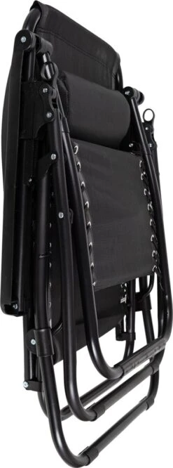 Luxe Ligstoel Met Hoofdsteun & Voetsteun - Verstelbare Rugleuning - Zonnebed Relaxstoel Voor Tuin/Terras/Strand/Balkon/Zwembad/Camping - Inklapbaar - Weerbestendig - Zwart -Tuin En Buiten 445x1200