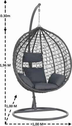Bircim Hangstoel Ei/Egg-Vorm Met Dikke Kussens - Voor Binnen En Buiten - Incl. Standaard, Onderstel & Kussens - Antraciet 8 Bircim Hangstoel Ei/Egg-Vorm Met Dikke Kussens - Voor Binnen En Buiten - Incl. Standaard, Onderstel & Kussens - Antraciet -Tuin En Buiten 688x1200