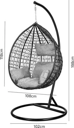 Hangstoel - Ei Stoel - Met Frame - Zwart Beige - Tot 125 Kg 10 Hangstoel - Ei Stoel - Met Frame - Zwart Beige - Tot 125 Kg -Tuin En Buiten 700x1200 2