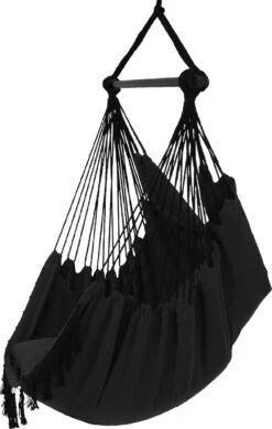 Vita5 XXL Hangstoel - Binnen&Buiten Hangnest - Incl. 2 Kussens En Boekenvak - Volwassenen&Kinderen - Hangmatstoel Tot 225kg - Zwart -Tuin En Buiten 761x1200