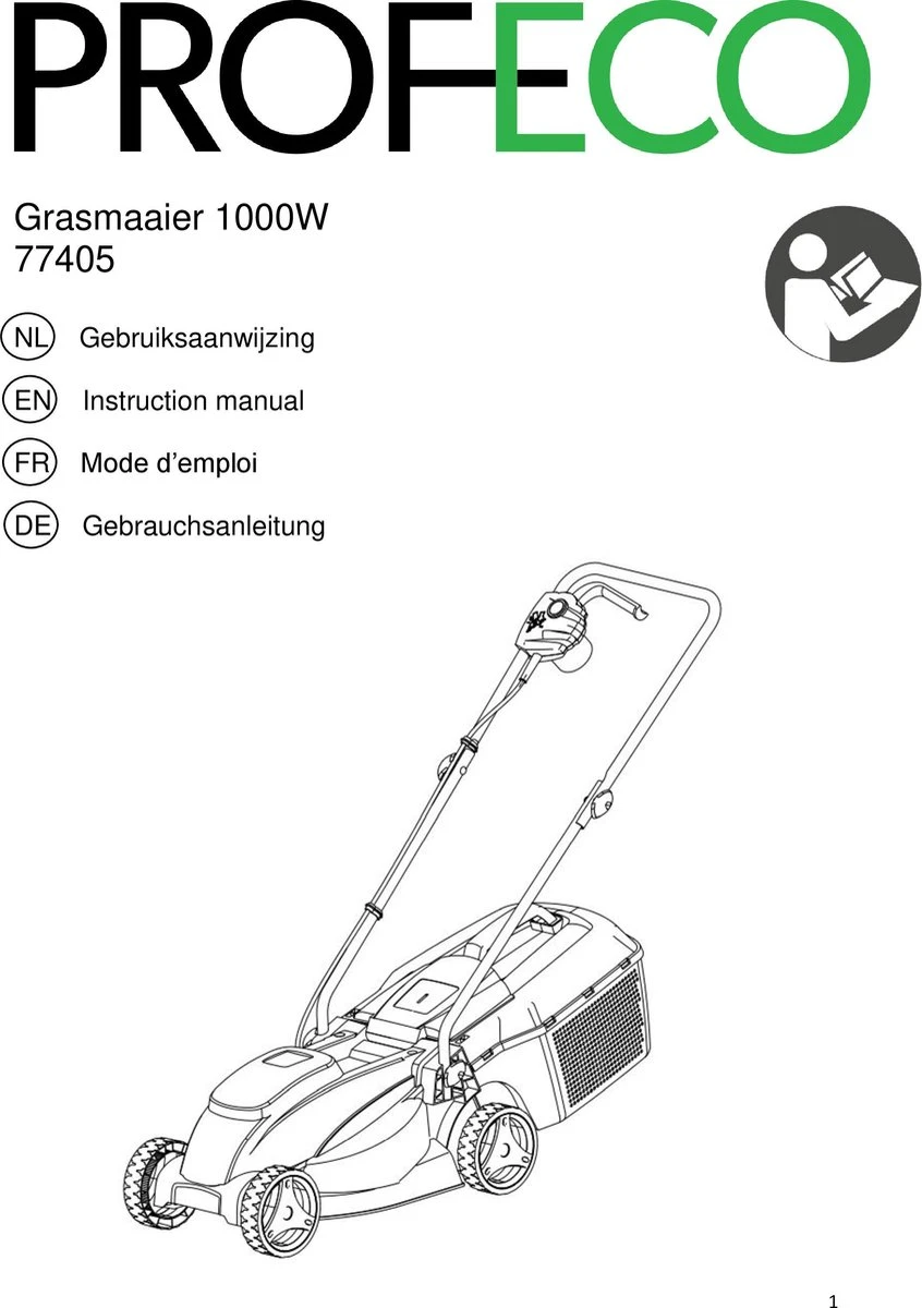 Profeco Elektrische Grasmaaier 1000W - Grasmaaimachine Met 320mm Maaibreedte En Instelbare Maaihoogte - Incl. 30 Liter Opvangbak 2 Profeco Elektrische Grasmaaier 1000W - Grasmaaimachine Met 320mm Maaibreedte En Instelbare Maaihoogte - Incl. 30 Liter Opvangbak - Afbeelding 2