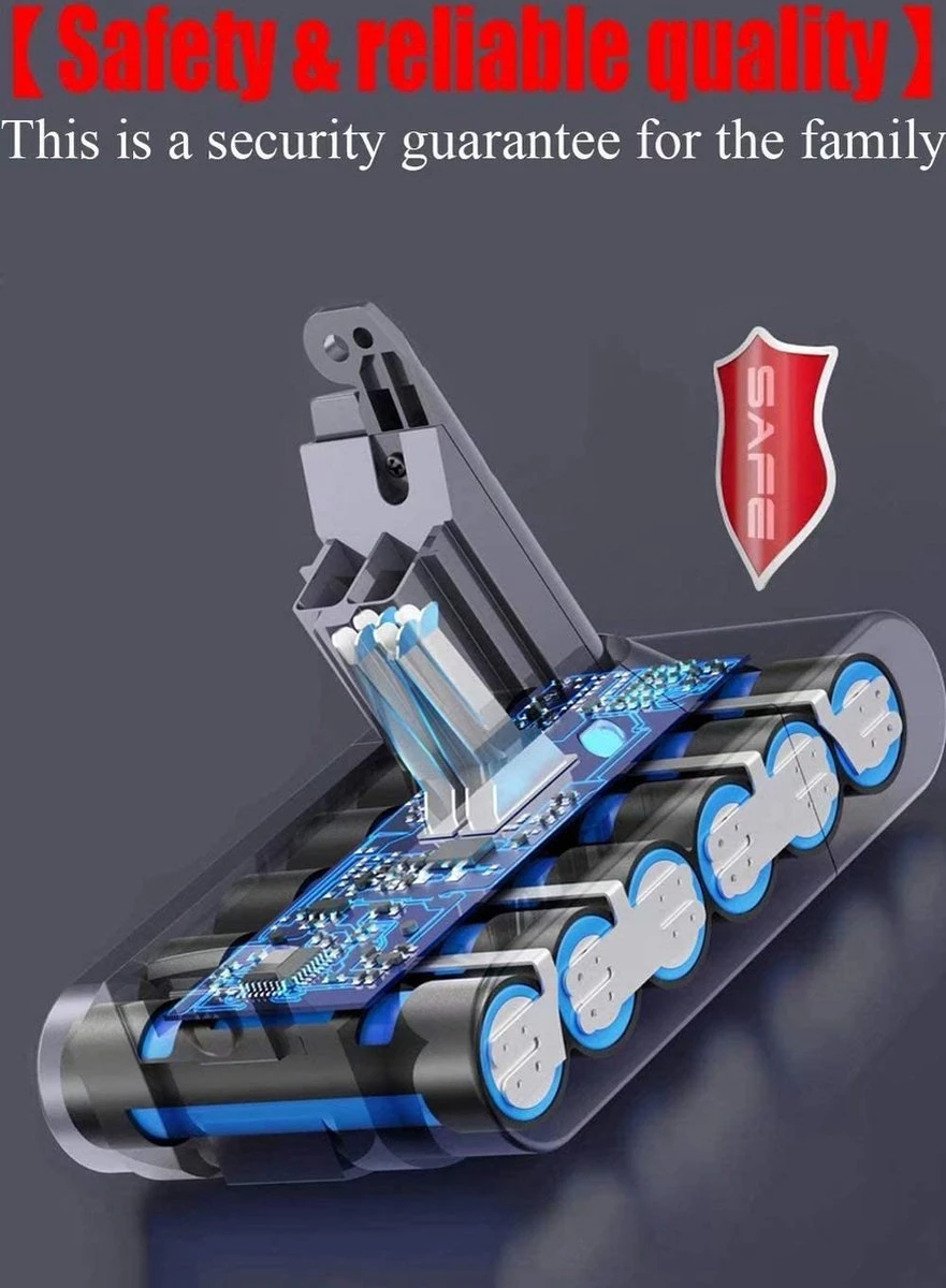 Vervangende Accu Batterij Geschikt Voor Dyson V8 Steelstofzuiger - 21.6V 6000mAh - V8 - SV10 - V8 Absolute – Fluffy – Animal – Dier – Geschikt Geschikt Voor Dyson Batterij 8 Vervangende Accu Batterij Geschikt Voor Dyson V8 Steelstofzuiger - 21.6V 6000mAh - V8 - SV10 - V8 Absolute – Fluffy – Animal – Dier – Geschikt Geschikt Voor Dyson Batterij - Afbeelding 8