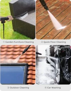 Merkloos Home Hogedrukreiniger - 2100W - 165 Bar - Met Verstelbare Nozzles Slanghaspel 5m Netsnoer 10m Slang - Voor Reiniging Huis Auto Tuin -Tuin En Buiten 939x1200 2