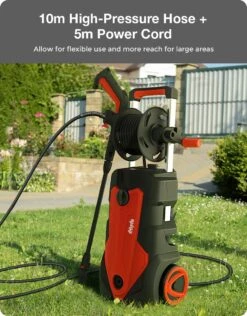 Merkloos Home Hogedrukreiniger - 2100W - 165 Bar - Met Verstelbare Nozzles Slanghaspel 5m Netsnoer 10m Slang - Voor Reiniging Huis Auto Tuin -Tuin En Buiten 939x1200 4